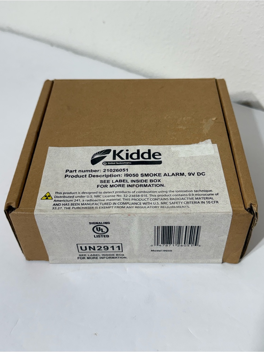 Kidde i9050 Smoke Detector Fire Alarm 9 Volt Operated 21026051 Open Box